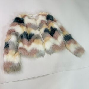 By The Way Jacket Womens Medium White Long-Sleeve Faux Fur Coat Winter Fall